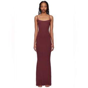 SKIMS Long Slip Dress in Wine
